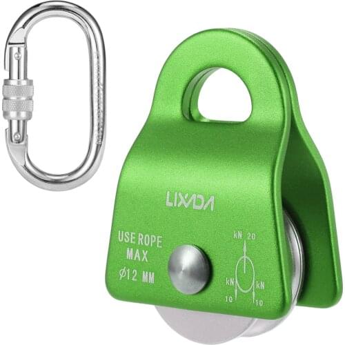 Lixada 20kN Bearing Mobile Pulley with 25kN Screw Locking Carainber Rigging Climbing Accessories Camping Equipment