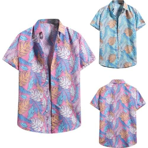 Plus Size Mens Shirts Summer Fashion Hawaiian Flower Shirt Vintage Print Short Sleeve Casual Daily Shirts Camisa Masculina