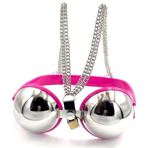 Adjustable bust Stainless steel female brassiere breast bondage belts cosplay chastity bra cup bdsm fetish sex toy