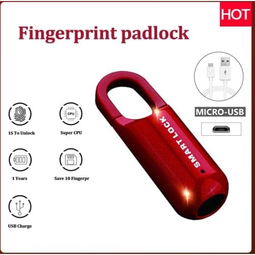 Fingerprint Padlock USB Smart Cabinet Dormitory Anti Theft Multi Function Small Size Keyless