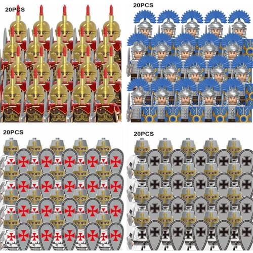 Medieval Military Figures Building Blocks Parts Knight Lord Warrior Weapons Armor Roman Sword Accessories Compatible Kits Toys