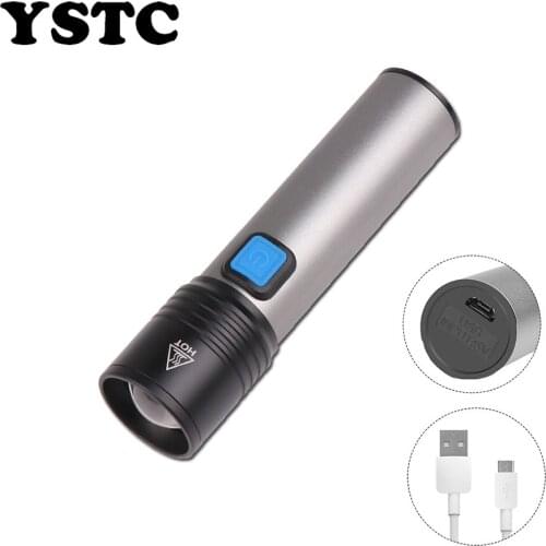 Led Mini Flashlight Ultra Bright Torch T6 Outdoors Waterproof Light Zoomable UBS Built-in Rechargeable Battery Flashlights