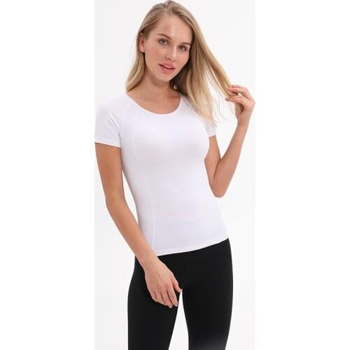 Soft Fitted Short Sleeve Round Neck Yoga Sport Shirt Women Mesh Running Gym Top Nylon Anti-sweat Sports T-shirt Activewear