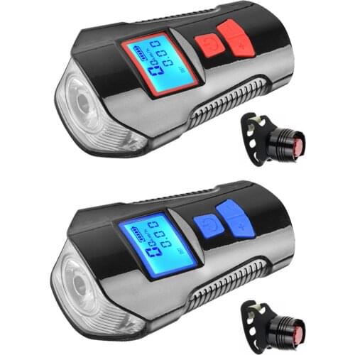 3 in 1 T6 LED 4 Modes Bicycle Tail Lamp Waterproof LED MTB Bike Horn Computer Headlight + Rear Taillight MTB Bicycle Flashlight