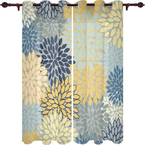 Dahlia Vintage Color Color Flower Window Curtains Kitchen Bedroom Drapes Home Decor Luxury Curtains for Living Room