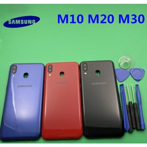 High Quality Battery Cover For Samsung Galaxy M10 M20 M30 Battery Back Cover Door Rear Cover With Camera Lens Glass+Side key