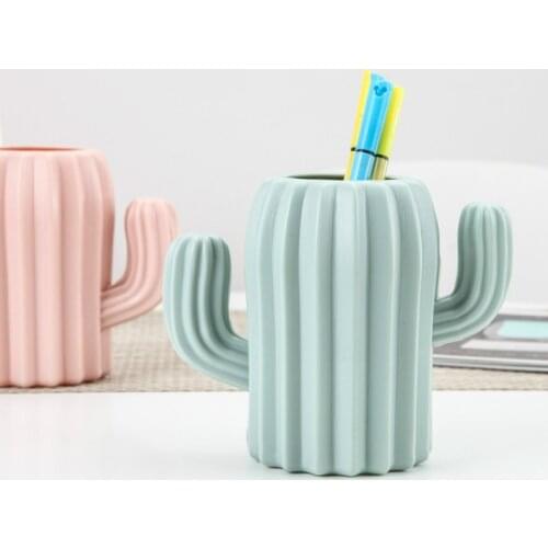 Nordic Cactus Storage Box Multifunction Desk Pencil Organizer Holder Stylish Table Plastic Receiver Makeup Organizer Containers