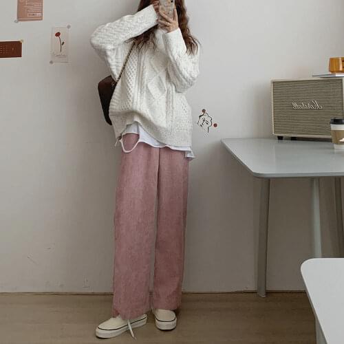 Women Suit Pants Spring Office Lady Long Trousers 2021 New Autumn Solid Loose High Waist Pant Female Straight-Leg Pants Q220