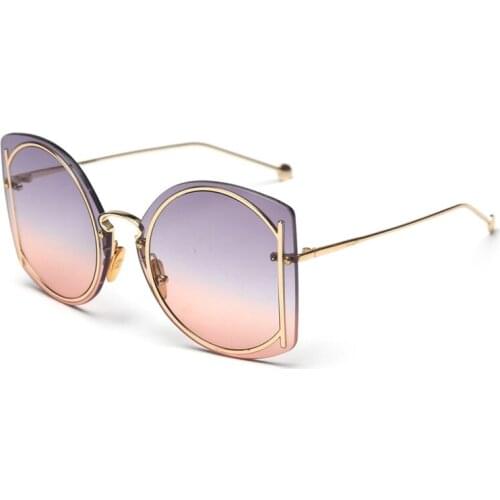 Gradient Rimless Sunglasses Women Summer Travel Essential Sun Glasses Driving Superstar Luxury Brand Female Shades UV400