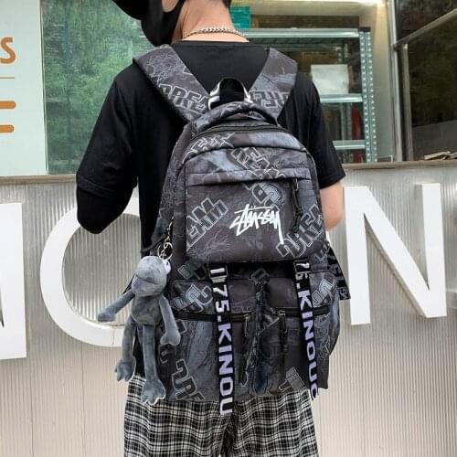 Women Harajuku Cloud Print Men Backpack Student Nylon Laptop New 2021 Cool School Bag For Teenage Girls Book Bags buckle Ladies