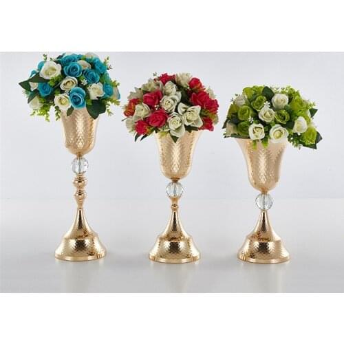 10 PCS Flower Vase Wedding Table Centerpiece Event Road Lead Gold Metal Vases Party Floor Decoration Flowers Holders