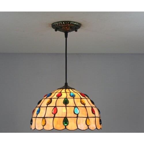 12inch European Tiffany Mediterranean style natural shell pendant light for Bedroom E27 110-240V