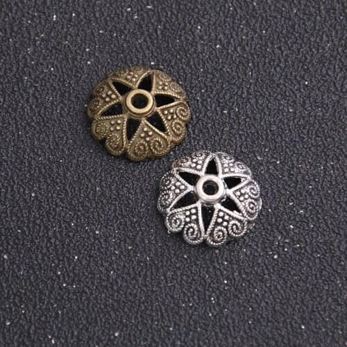 20pcs 14*14mm Two Color Alloy Receptacle Hollow Flower Charms Bead Pendants Fit DIY Earring Bracelet Necklace Jewelry Making