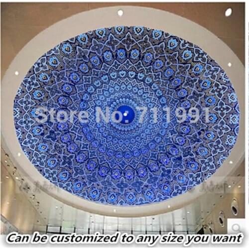 Custom 3D retro Wallcoverings,Dome Of The Mosque,Oriental Ornaments From Samarkand,for living room bedroom ceiling wallpaper