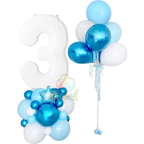 40Inch Large White Number Balloon Figure Foil Helium Ballon Set From 0-9 Boy Girl Birthday Party Wedding Decoration Baby Shower