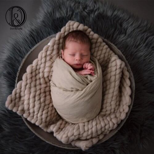 45x40cm Handmade Acrylic Hand Knitting Baby Photography Chunky Bump Blankets Newborn Basket Filler for Infant Photo Shoot Prop