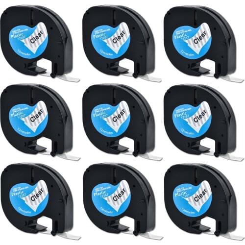 9units Compatible for DYMO LetraTag 12mm*4m Tape LT 12267 91201 91200 91202 LT18769 12MM*2M for 91331 LT-100H LT-100T