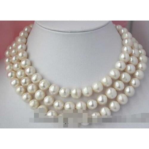 FREE SHIPPING>>>@@ > 3307 round white freshwater pearl necklace
