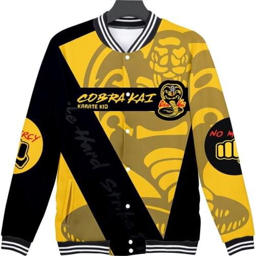 The Karate Kid Cobra Kai Baseball Jacket Bomber Hip Hop Uniform Outwear Cosplay Costume 3D Print 2020 Men V-neck Adult Harajuku