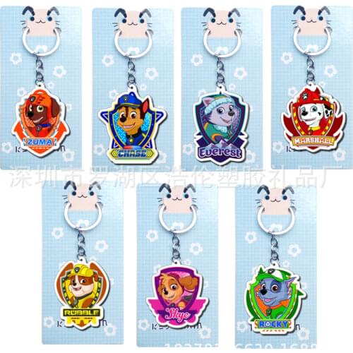 Paw Patrol Anime Keychain Acrylic Action Toys Key Chain 3D Double Side Cartoon Key Ring Kid Trinket Birthday Gift Key Holder