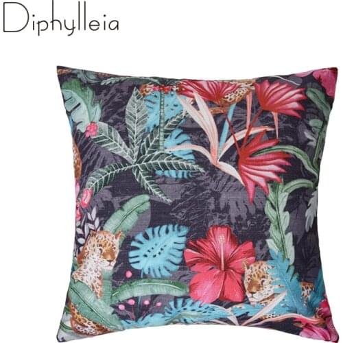 Diphylleia Jungle Cushion Cover Wildlife Animals Palm Trees Print Hidden Jaguar Panther Throw Pillow Case For Living Room Sofa