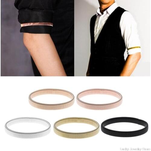 Arm Warmer Shirt Sleeve Holder Metal Anti-Slip Elastic Bracelets Stretch Armband