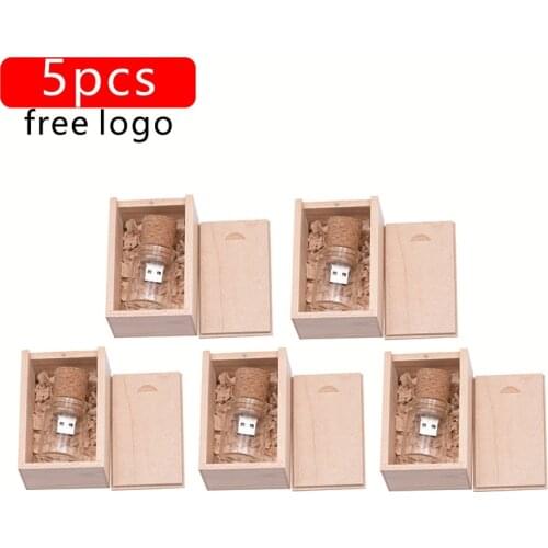 USB 2.0 5pcs/lot drift bottle with Cork USB Flash Drive Real capacity usb flash 32GB 64GB 128GB wedding gift Free custom logo