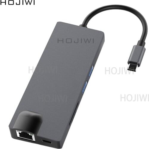 HOJIWI 8 IN 1 USB C to HDMI-Compatible Dock Splitter PD for MacBook Pro Huawei Mate docking station laptop to vga Adapter AA10