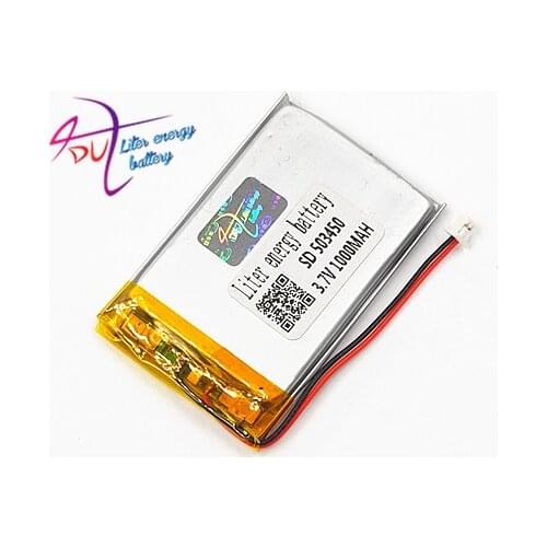 JST 1.25mm 2pin 503450 10 x pcs 3.7V 1000mAh Lithium Polymer LiPo Rechargeable Battery For Mp3 DVD PAD camera recorder speaker