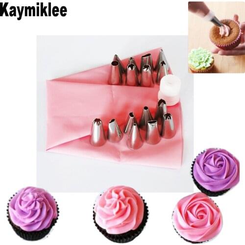 KAYMIKLEE 18PCS/SET Icing Piping Nozzles Stainless Steel Cake Decorating Pastry Tips Set CS147