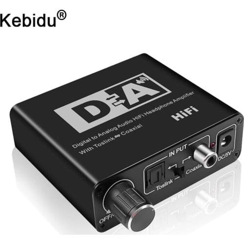 Kebidu Digital To Analog Audio Converter With EU US Plug Optical Toslink Coaxial To RCA 3.5mm Jack Adapter