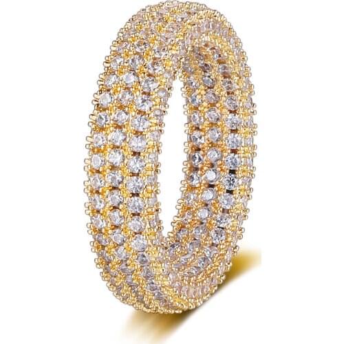 Round Iced Out Hip Hop Jewelry Rings Dropshipping Men Women 100% Micro Pave Zircon Ring Wholesale Rapper Jewellery