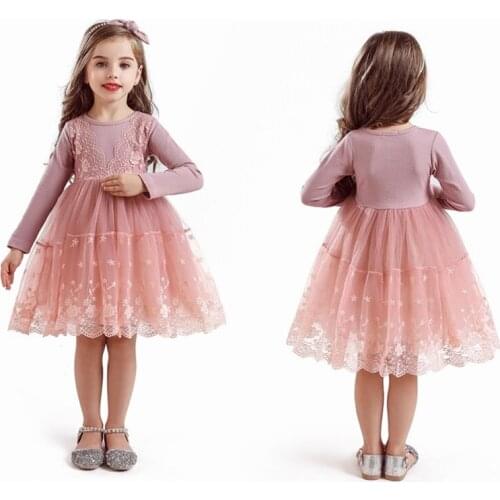 Lace Girl Dress Kids Dresses for Girls Casual Wear Long Sleeve Autumn Dress for Girls Party Dress Tutu Children Clothes 3-8T