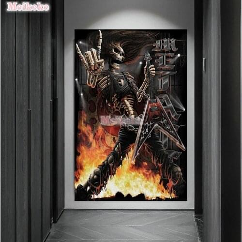 Diy 5D Steampunk Skull Music Guitar Full Diamond Painting cross stitch kits art Cartoon 3D paint by diamonds mosaic gift
