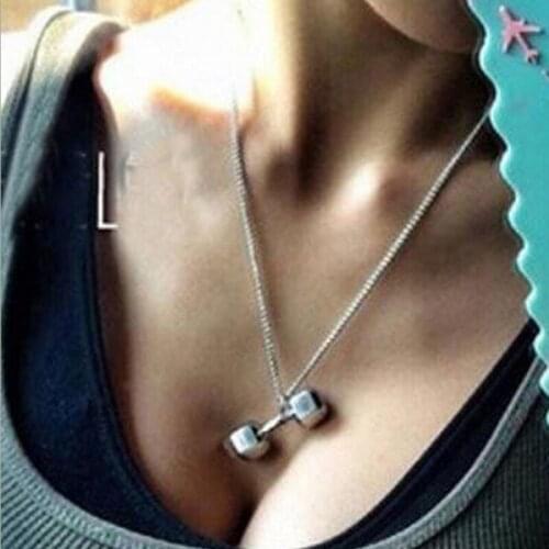 2018 New Gym Body Builder Workout Dumbbell Pendant Necklace Fashion Jewelry For Men And Women 19"