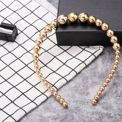 2019 New Baroque Headband Golden imitation Pearl Hair Accessories Wedding Tiara Crown Beading Hair Band Charm Bijoux Party Gift