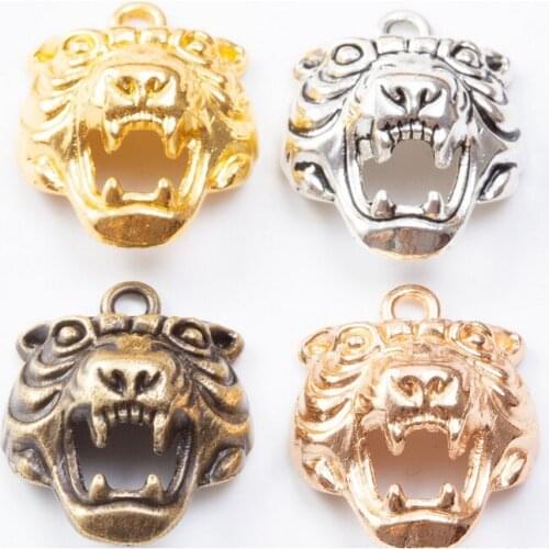 Metal Tiger Head Pendant Charms Vintage Animal Tiger Diy Jewelry Accessories Making Components Wholesale