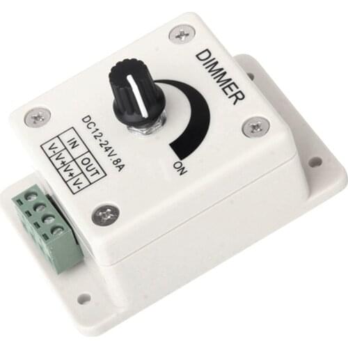 Solid Durable DC 12V-24V Power 8A Current LED Bulb Brightness Controller Dimmer Switch White