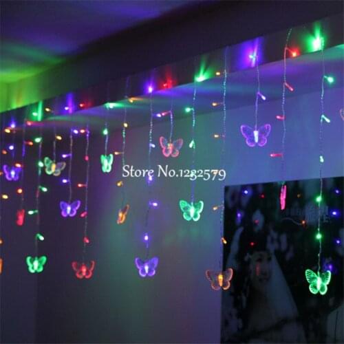 RGB Colorful LED String Fairy Curtain Lights For Festival Holiday Xmas Wedding Decoration 4m 100SMD 18 Butterfly 110V/220V