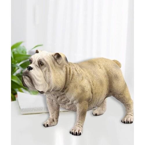 Realistic Puppy Bulldog Figurine Statue Sculpture Model for Dog Lover Collection Y4UD