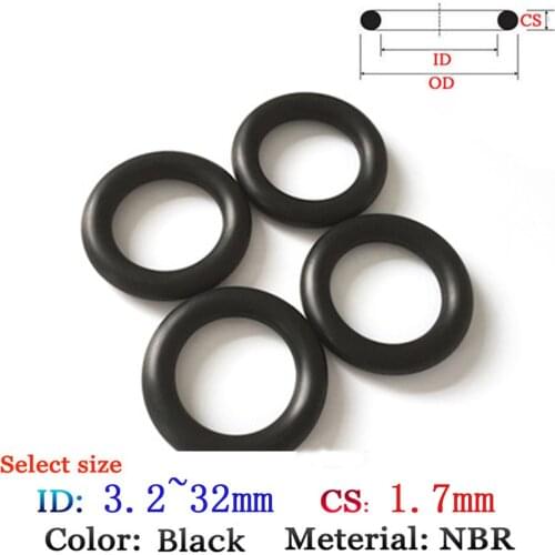 Rubber O-Ring CS1.7mm Fluoro Washer Seals Plastic gasket Silicone ring film oil and water seal gasket NBR material black O-Ring
