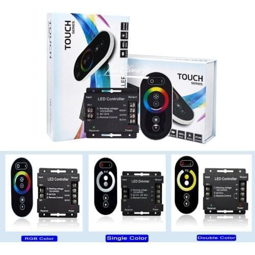 Touch LED RGB Single color Dimmer Controller RF 433MHz Wireless 18A 216W 12-24V Remote Control for 5050 5630 LED Strip lights