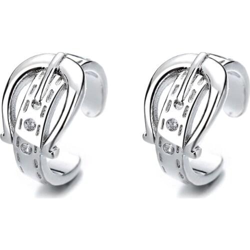 Gussycat Ning Ge u earless earrings female Korean version 100 fashion Hong Kong personality micro-set belt buckle ear clip