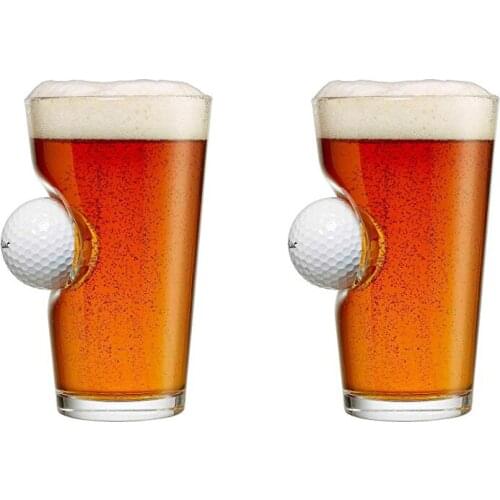 Lead-free Glass cup with Golf Ball novelty beer whiskey glass mug 210528-16