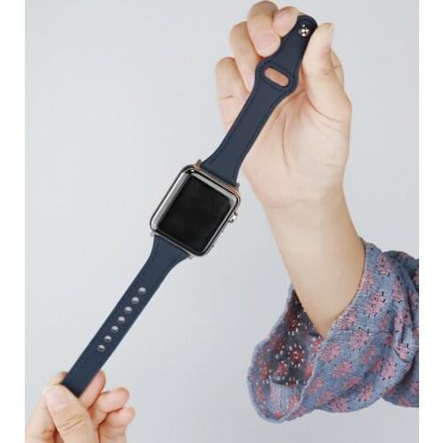 Slim Leather Loop for iwatch series se 6 5 4 3 2 1 44mm Genuine Leather watchband for Apple Watch Band 38mm 42mm 40mm