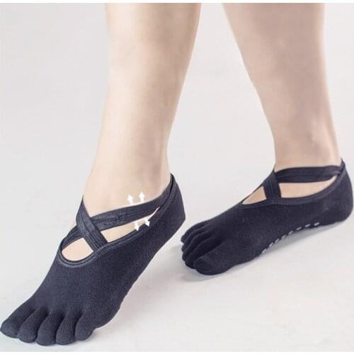 Women Anti Slip Yoga Sports Socks Quick-Dry Breathable Cotton Fitness Running Socks Silicone Cross-Ballet Socks With Five-Finger