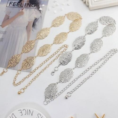 120cm Korean version lady metal belt wild leaves shape belt hollow leaves decoration dress waist chain metal alloy