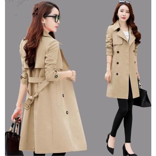 Spring Autumn Trench Coat Slim Single Breasted Trench Coat Woman Trench Coat Long Women Windbreakers Plus Size Overcoat Femmino