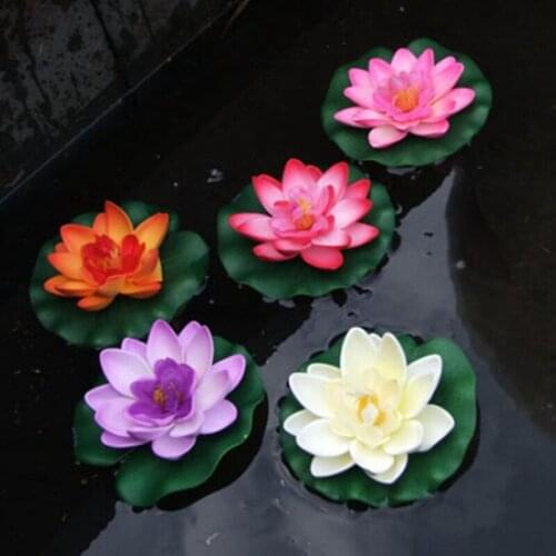 1Pcs Artificial Lotus For Aquarium Fish Tank Pond Water Lily Lotus Artificial Flowers Home Decoration Floating Flowers