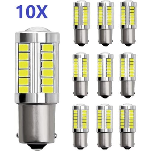 10pcs High Quality 1156 1157 LED Car Turn Signal Light 33 SMD T20 5630 5730 Auto Reverse Tail Brake Bulb DRL Light DC 12V led
